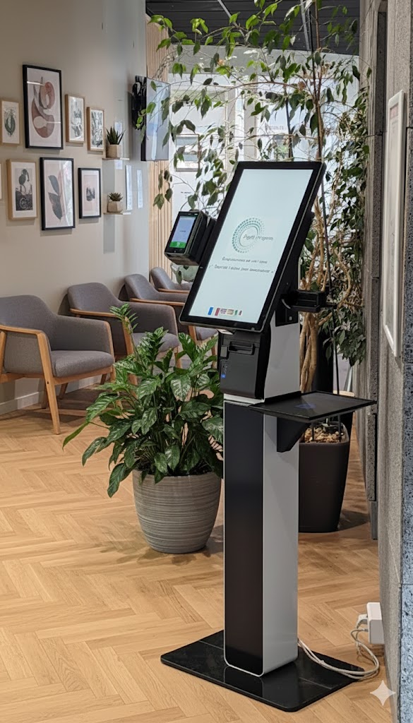 Borne Apiborne dans une salle d'attente cosy
